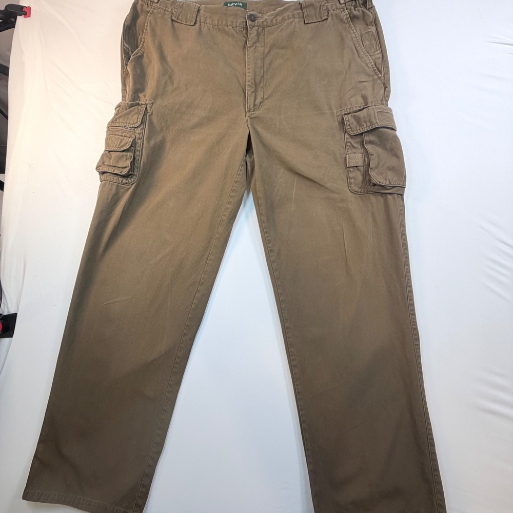 Orvis Cargo Pants Mens 42x31 Brown Outdoor Hiking Utility Tactical Pockets‎